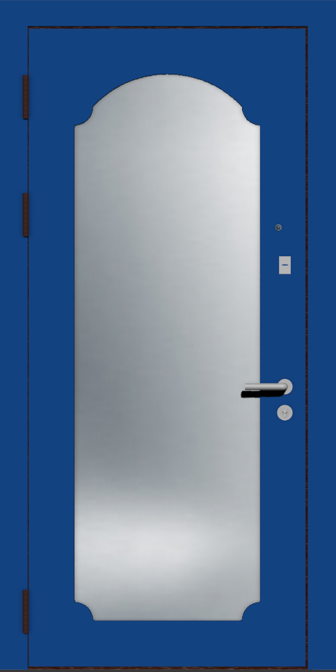 Синяя стальная дверь с зеркалом 